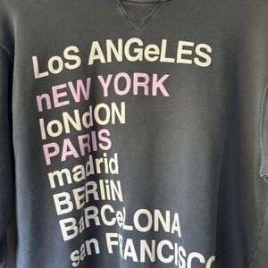 Anine Bing Black Sweatshirt with Pink and White Text